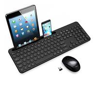 LeadsaiL Set di tastiera e mouse wireless con supporto per telefono e tablet, mouse USB wireless e tastiera per computer, tastiera di dimensioni standard per computer portatili HP/Lenovo e Mac-Nero