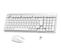 LeadsaiL Tastiera e Mouse Meccanica Wireless, Basso Profilo Switch Rossi Tastiera senza Fili con ricevitore 2.4G, 96% Keyboard, 98 Tasti, Silenzioso, Italian QWERTY per PC Mac/Windows-Argento e Bianco