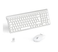 LeadsaiL Tastiera e Mouse Wireless, Ergonomica Kit Mouse e Tastiera USB Senza Fili, Silenziosa, Tastierino Numerico, 1600DPI, Layout QWERTY per Computer, Desktop-Argento