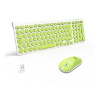 LeadsaiL Tastiera e mouse wireless, tastiera e mouse wireless silenzioso, spagnolo QWERTY, compatta, tastiera numerica, ricevitore USB 2.4 GHz, mouse portatile per Mac, PC, computer portatile-verde