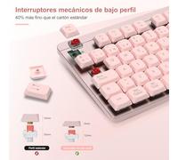 LeadsaiL Tastiera meccanica a basso profilo, FA98 Pack tastiera e mouse wireless con interruttore rosso, 2,4 GHz di connessione, tastiera lineare QWERTY spagnola con tastiera numerica per Windows