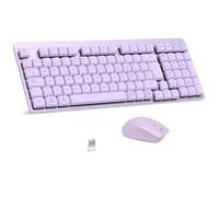 LeadsaiL Tastiera meccanica a basso profilo, FA98 Pack tastiera e mouse wireless con interruttore rosso, 2,4 GHz connessione, tasti lineari QWERTY spagnolo tastiera con tastiera numerica per Windows