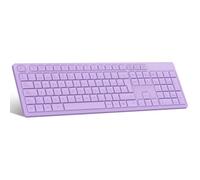 LeadsaiL Tastiera wireless QWERTY spagnola tastiera USB ergonomica full size, tastiera numerica tasti, 12 scorciatoie multimediali per Windows Mac PC Laptop Viola