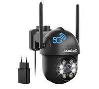 LeadsaiL Telecamera di sorveglianza 2K per esterni, Wi-Fi, visione a 360°, 3 MP, con audio a 2 vie, monitoraggio automatico, visione notturna a colori, allarme a sirena, nero