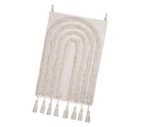 LEADSDGE Arazzo da appendere alla parete in misto cotone e lino bianco con nappe e tessuto traspirante per casa, soggiorno, camera da letto, decorazione per sala studio