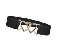 LEADSDGE Cintura elastica con fibbia a forma di cuore, cintura elastica regolabile per donne e ragazze, comoda da indossare tutti i giorni, cintura elastica in vita per uomini e donne, Nero , Taglia