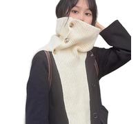 LEADSDGE Scialle in maglia Sciarpa Casual Fazzoletto da collo Caldo Moda Staccabile Antivento Maglia Dolcevita Collare Scaldacollo Uomo Per Le Donne Bambini Sciarpa, Beige, Taglia unica
