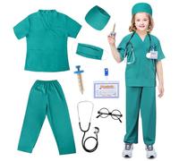 LEADSTAR Costume Dottore Bambino,Set di Gioco per Ginta del Dottore,Giocattolo Educativo Gioco del Dottore per Ragazze 3-10 Anni,Regalo Perfetto per il Gioco Imitazione (L)