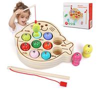 LEADSTAR Giochi Bambini 2 Anni, Giochi Montessori Magnetici di Pesca in Legno con 10 Pesci e Due Canne da Pesca, Regalo per Bambini 2-5 Anni