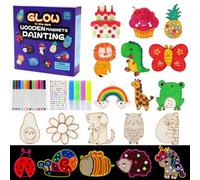 LEADSTAR Set fai da te per bambini, 36 pezzi, in legno, per dipingere e fai da te, idea fai da te, per il compleanno dei bambini, giocattolo creativo, regalo per Pasqua, ragazzi e ragazze, 3, 4, 5, 6