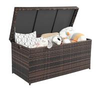 LEADZM Gartenbox - Contenitore impermeabile per esterni, in polyrattan con coperchio, 500 l, impermeabile, resistente ai raggi UV, antiruggine, 130 x 60 x 65 cm, colore: marrone sfumato
