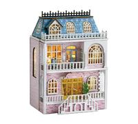 Leaenlyrics Miniature House Kit- Led Furniture Miniature House Kit, Warm Manor Shop Dessert Shop Romantic Castle Miniature Dolls House Kit | Open Design Miniature House Display