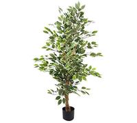 Leaf Artificial Ficus Tree/Plant Pianta, Bordo Bianco cespuglioso, 120 cm