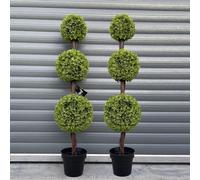 Leaf Bosso artificiale, legno, 120 cm, coppia di tre sfere