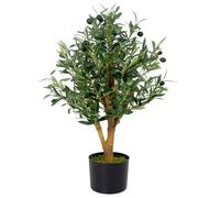 Leaf Design UK - Albero di ulivo artificiale in vaso di plastica nero, 65 cm