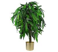 Leaf Design UK AZ-MANGO - Pianta artificiale di mango e albero verde oro, 100 cm