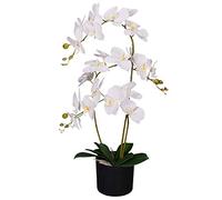 Leaf Design UK - Orchidea artificiale realistica in vaso, 65 cm, colore: Bianco