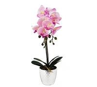 Leaf Design UK - Orchidea artificiale realistica in vaso, rosa chiaro, argento, 50 cm