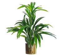 Leaf Design UK - Pianta realistica per fogliame artificiale con vaso, fioriera in bambù oro, 65 cm