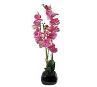 Leaf Fioriera Artificiale in Ceramica Orchidea 65 cm, Materiali Misti, Rosa Chiaro, Nero, 70 cm