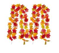 Leaf Garlands for Decoration Fall, Artificial Fall Garland with Maple Leaves, Indoor Outdoor Autumn Decor for Fireplace, Table, Stairs, Thanksgiving Party (AA)