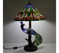 Leaf Lamp Lamp Stained Glass Lamp Table Lamp Reading Desk Light, 16" Wide Handmade Leaves lampshade,Colorful Lighted Base for Living Room Bedside Office Gift,28" H,Bamboo Leaf