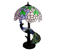 Leaf Lamp Lamp Stained Glass Lamp Table Lamp Reading Desk Light, 16" Wide Handmade Leaves lampshade,Colorful Lighted Base for Living Room Bedside Office Gift,28" H,Pink