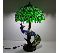 Leaf Lamp Lamp Stained Glass Lamp Table Lamp Reading Desk Light, 16" Wide Handmade Leaves lampshade,Colorful Lighted Base for Living Room Bedside Office Gift,28" H,Leaves