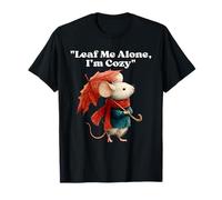 Leaf Me Alone I'm Cozy Funny Autumn Mouse Maglietta