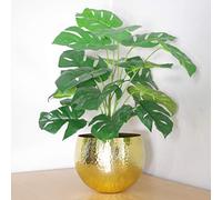 Leaf Monstera Gold - Pianta Artificiale con Vaso in Metallo Dorato Incluso, 60 cm