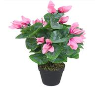 Leaf Pianta da fiore artificiale in Cylamen, plastica, seta, rosa, 38 cm