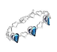 Leafael Bracciale Donna Argento cuore d'amore infinito, bracciali donna con cristalli curativi, Senza allergie gioielli donna, Regalo Donna con scatola regalo con estensore catena da 7+2 pollici