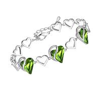 Leafael Bracciale Donna Argento cuore d'amore infinito, bracciali donna con cristalli curativi, Senza allergie gioielli donna, Regalo Donna con scatola regalo con estensore catena da 7+2 pollici