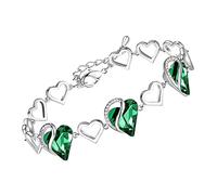 Leafael Bracciale Donna in Argento Cuore Amore Infinito, bracciale donna con cristalli di nascita, gioiello elegante da donna con scatola regalo, catena 7 pollici + estensore 2 pollici - San Valentino