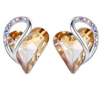 LEAFAEL Orecchini Cuore Infinito Donna con Pietre di Nascita | Collezione orecchini Cuore Infinito con cristalli colorati; regalo donna per compleanno, Natale o Festa della Mamma