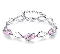 Leafael Pietra dei desideri Bracciale Donna Argento o oro rosa, bracciali donna con cristalli curativi, Senza allergie gioielli donna, Regalo Donna con scatola regalo, estensore catena da 7+2 pollici