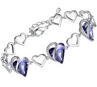 Leafael San Valentino Bracciale Donna Argento Cuore d'Amore Infinito, Bracciale con Cristalli Curativi, Gioiello Ipoallergenico Senza Allergie, Scatola Regalo Inclusa, Catena 7+2 Pollici