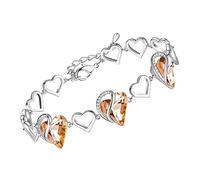 Leafael San Valentino Bracciale Donna Argento Cuore d'Amore Infinito, Bracciale con Cristalli Curativi, Gioiello Ipoallergenico Senza Allergie, Scatola Regalo Inclusa, Catena 7+2 Pollici