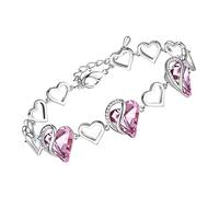 Leafael San Valentino Bracciale Donna Argento Cuore d'Amore Infinito, Bracciale con Cristalli Curativi, Gioiello Ipoallergenico Senza Allergie, Scatola Regalo Inclusa, Catena 7+2 Pollici