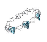 Leafael San Valentino Bracciale Donna Argento Cuore d'Amore Infinito, Bracciale con Cristalli Curativi, Gioiello Ipoallergenico Senza Allergie, Scatola Regalo Inclusa, Catena 7+2 Pollici
