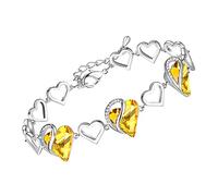 Leafael San Valentino Bracciale Donna Argento Cuore d'Amore Infinito, Bracciale con Cristalli Curativi, Gioiello Ipoallergenico Senza Allergie, Scatola Regalo Inclusa, Catena 7+2 Pollici