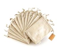 Leafico Sacchetti in Cotone Riutilizzabili Small 13x18 cm per Frutta Secca, Semi, Noci, Snack, Aglio, Cosmetici - Buste Multiuso Lavabili e Naturali per Casa e Spesa Sfusa - Confezione da 12 Pezzi