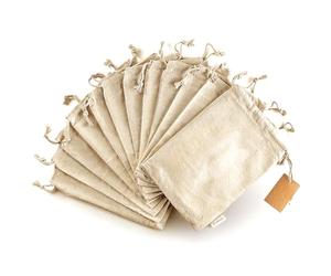 Leafico Sacchetti in Cotone Riutilizzabili Small 13x18 cm per Frutta Secca, Semi, Noci, Snack, Aglio, Cosmetici - Buste Multiuso Lavabili e Naturali per Casa e Spesa Sfusa - Confezione da 12 Pezzi