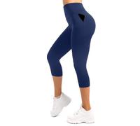 Leafigure Leggings Capri da donna a vita alta pantaloncini sportivi da allenamento leggeri da corsa ciclismo burrosi morbidi pantaloncini da yoga, blu navy, S-M