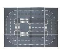 LEAFYIP Set di 12 piastre di base per città e strade dritte, 25,5 x 25,5 cm, 100% compatibile con la maggior parte delle marche, 4 curve, 4 attraversamento 4T, 3 dritto/1 incrocio