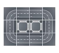 LEAFYIP Set di 12 piastre di base per strade dritte, 25,5 x 25,5 cm, per città e stradali, 100% compatibile con la maggior parte delle marche, 4 curve, 6 dritto/2 incroci