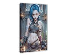 League of Legends - Poster su tela, motivo: Battle of the Twin Cities Arcane Jinx, decorazione artistica da parete per soggiorno e camera da letto, con cornice, 20 x 30 cm