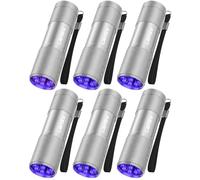 LEAGY Confezione da 6 Torcia UV Ultra Violet Blacklight 9 LED Torcia Luce Esterna Ecc (argento)