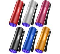 LEAGY Confezione da 6 Torcia UV Ultra Violet Blacklight 9 LED Torcia Luce Esterna Ecc (Multicolore)