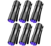 LEAGY Confezione da 6 Torcia UV Ultra Violet Blacklight 9 LED Torcia Luce Esterna Ecc (Nero)